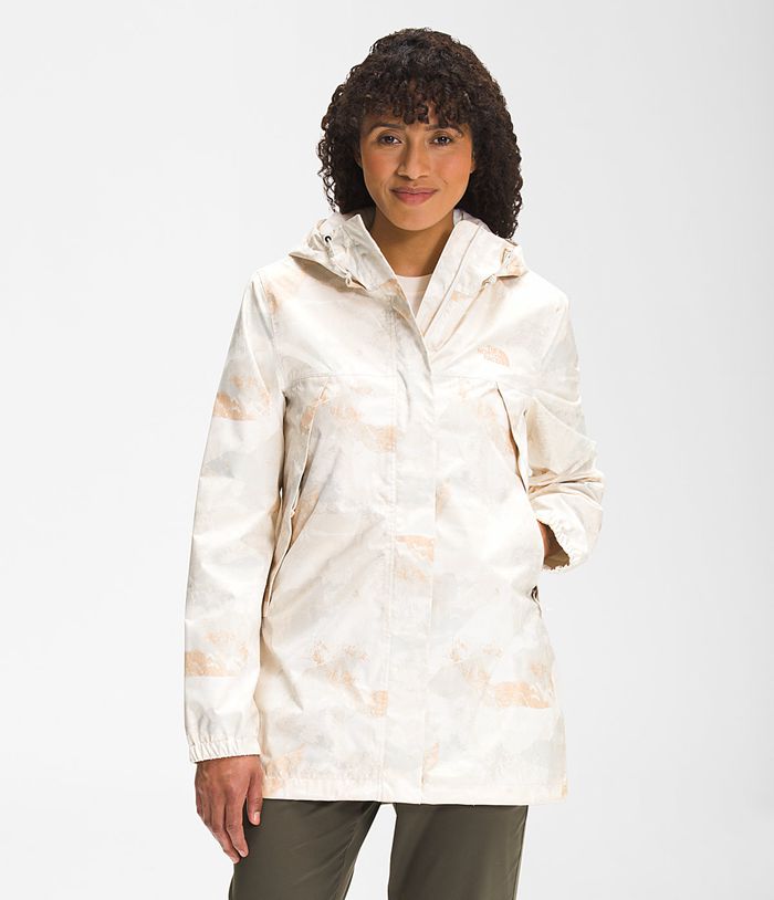 Casaca Impermeable The North Face Mujer Printed Antora Parka Albaricoque - Peru 62537AOIR